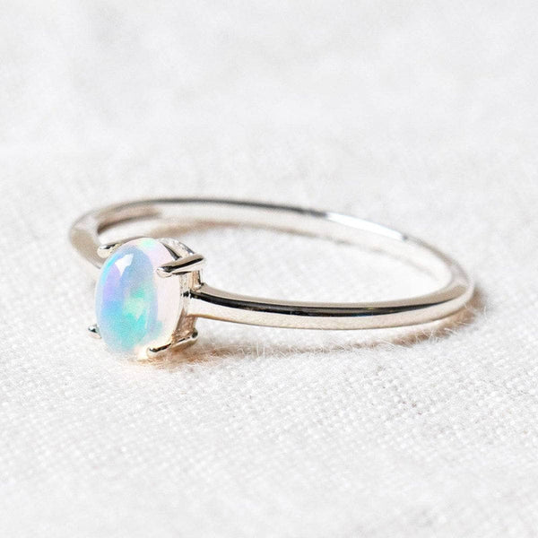 ETHIOPIAN OPAL STACKABLE SILVER RING