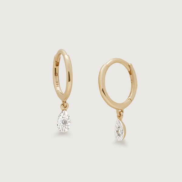 Diamond Teardrop Mini Huggie Earrings