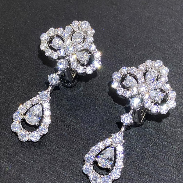 Palace Fan Earrings German Imitation Diamond s925 Silver Style Explosive Flash!