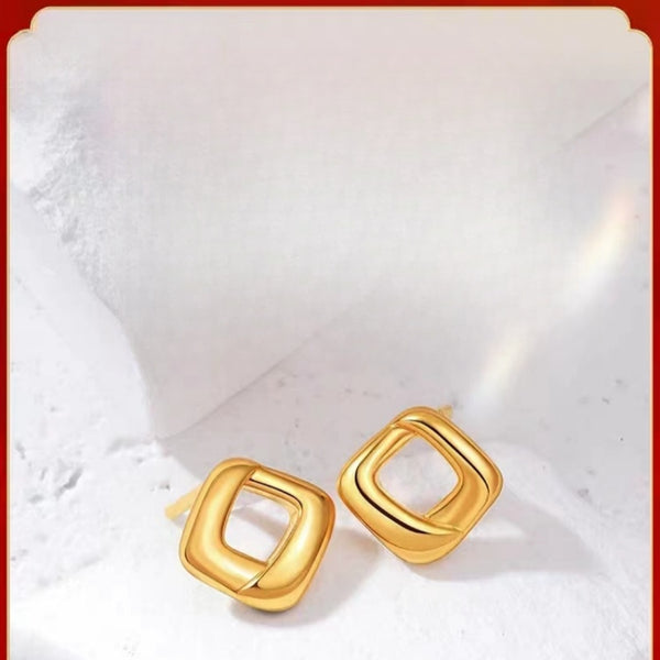 ORIGINAL GOLD SQUARE RING EARRINGS