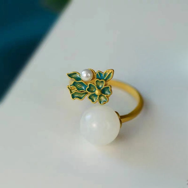 ORIGINAL BROCADE CLUSTER HOTAN JADE RING