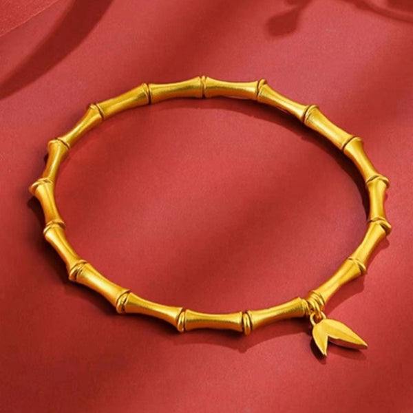 ORIGINAL GOLD  BAMBOO KNOTS AND LEAVES BRACELET