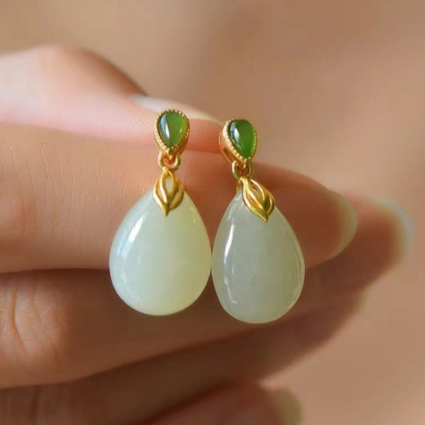 ORIGINAL HOTAN JADE WATER DROP EARRINGS