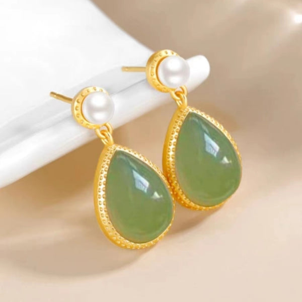 ORIGINAL HOTAN JADE WATER DROP EARRINGS