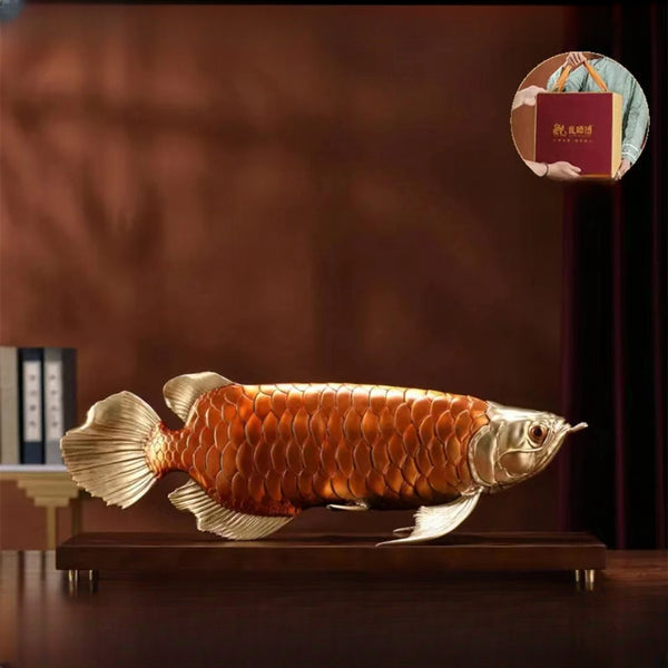 [Golden Dragon Fish] All copper handicraft ornaments, foyer decorations, office desktop relocation, opening gift