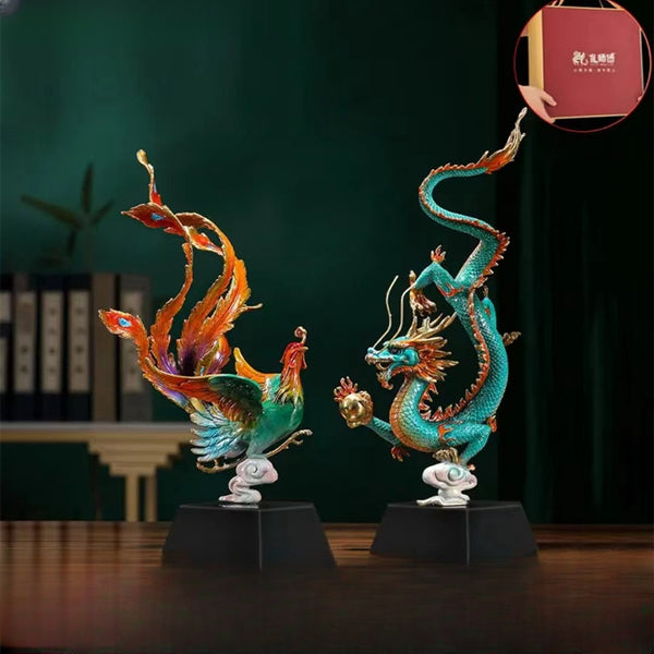 [Dragon and Phoenix Bring Auspiciousness] Brass Crafts Dragon Teng, Four Seas, Phoenix Dance, Nine Heavens, Dragon and Phoenix Decoration, Relocation Decoration