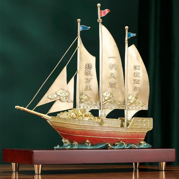 [Smooth sailing] Pure copper sailboat decorations, office wine cabinets, foyer decorations, home decorations, soft furnishings, gift giving