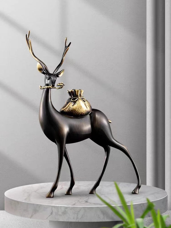 "Cailu Hengtong" Recruits Wealth, Copper Deer Home Decoration, Living Room, foyer, Office Desktop, Luxury and High end Decoratio