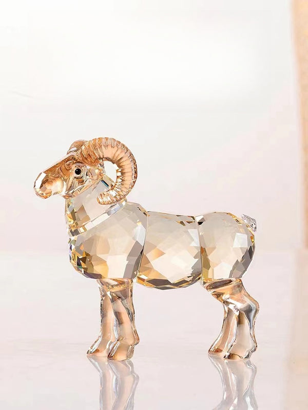 KISALL Crystal Sheep Ornament Twelve Zodiac Zodiac Little Golden Sheep Study Desktop Decoration Office Gift