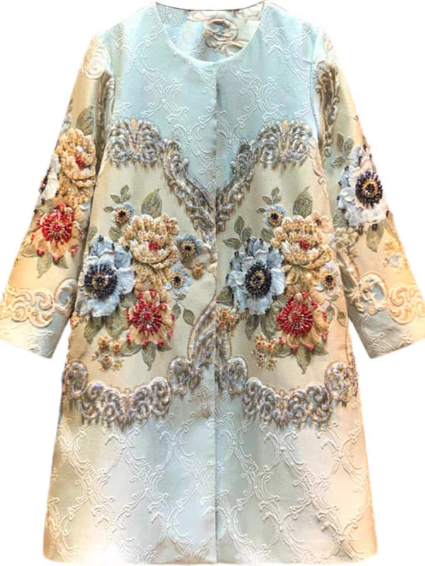 Retro Embroidery Heavy Industry Water Diamond Windbreaker Coat Women's Small Fragrant Wind Luxury High end Coat Top Autumn Dress High end Feeling