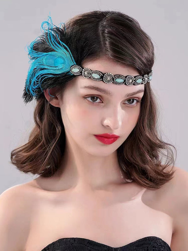 European and American Peacock Feather Hair Strap Retro Ethnic Princess Hair Accessories 1920s Headwear Female Super Immortal Photo Network Red Bride