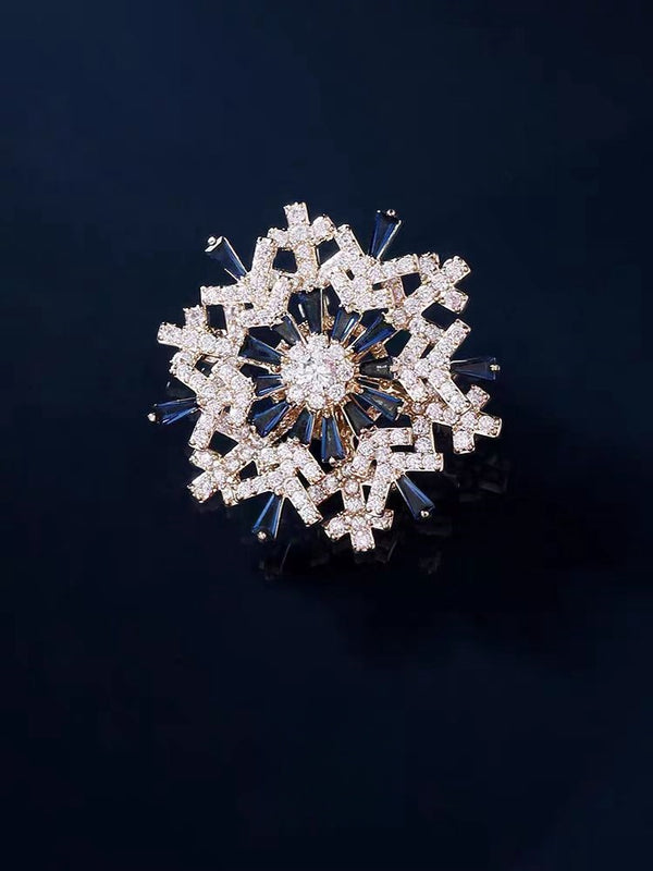 KISALL Blue Snow Crystal Brooch