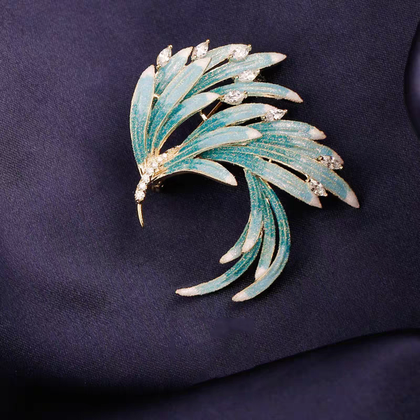 KISALL Blue Feather Brooch