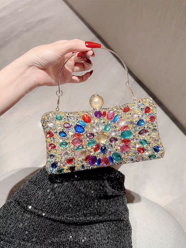 KISALL Banquet Colorful Diamond Grain Women's Evening Dress Handbag