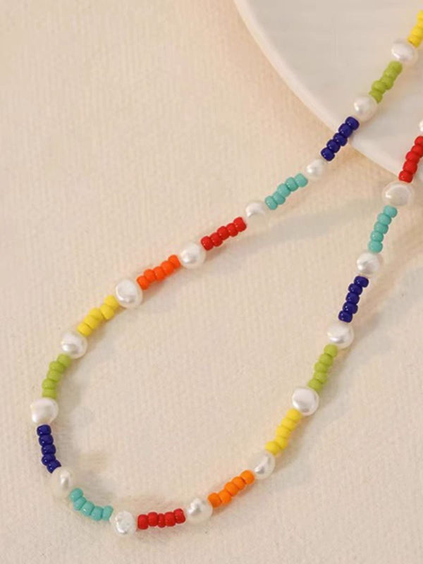 KISALL Colorful Beaded Pearl Necklace