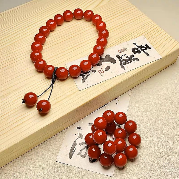 Red Cherry Cherry Cherry White Jade Bodhi Root Bracelet