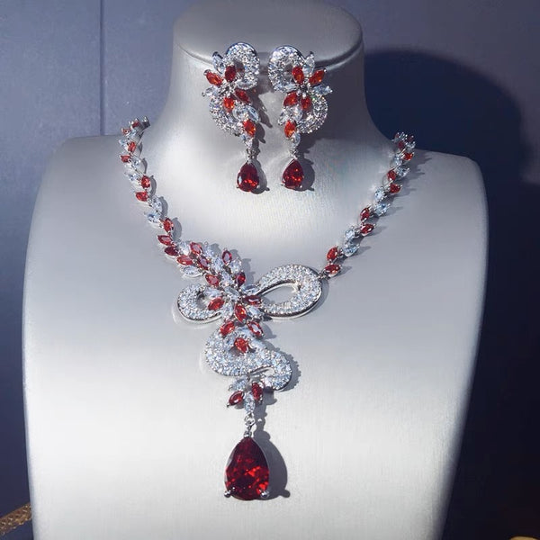 KISALL Exquisite Gemstone Necklace Earring Set