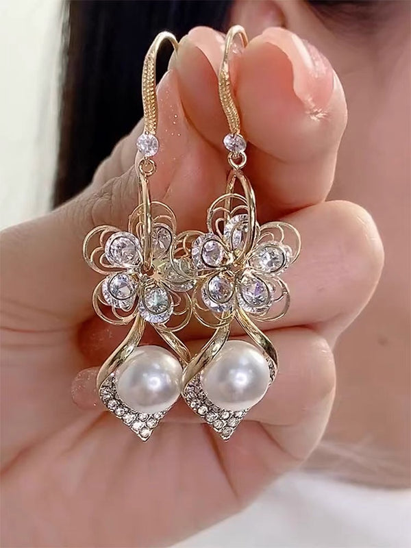 KISALL Love Flower Pearl Diamond Earrings