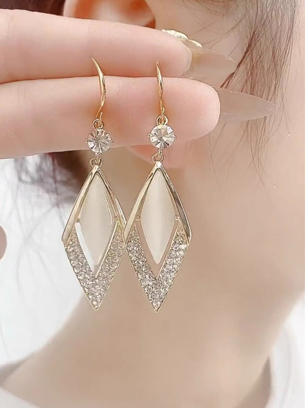 Diamond Cat's Eye Classic Crystal Earrings